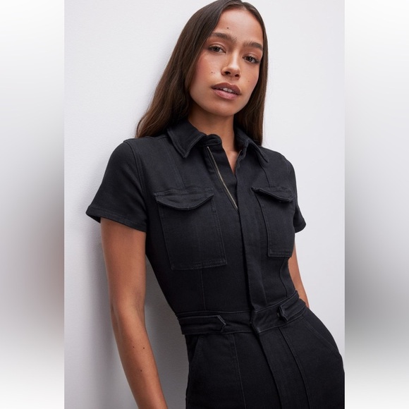 Good American Fit For Success denim jumpsuit in black - Picture 2 of 15